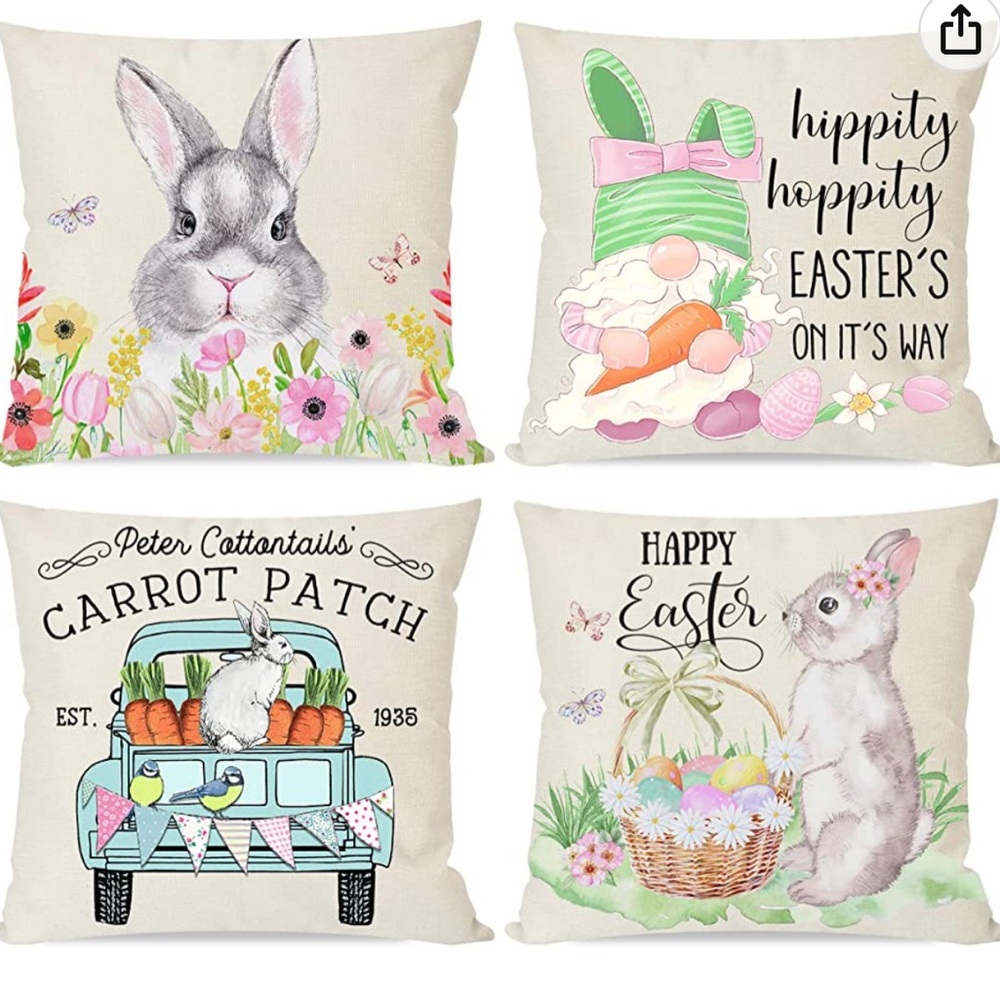 NWT Easter 18x18 pillowcase covers set of 4. Never used.